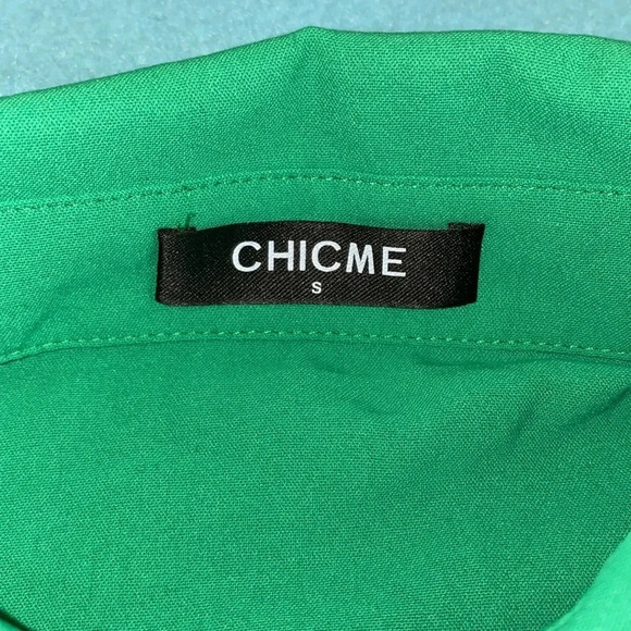 CHICME dolman long sleeve button up collared blouse top beautiful green size S - Picture 3 of 8